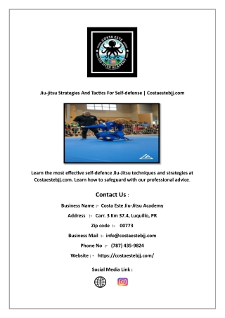 Jiu-jitsu Strategies And Tactics For Self-defense  Costaestebjj.com
