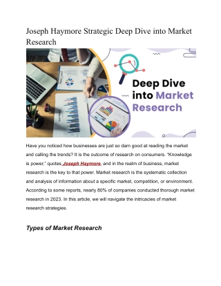 Joseph Haymore’s Deep Dive into Market Research Tactics