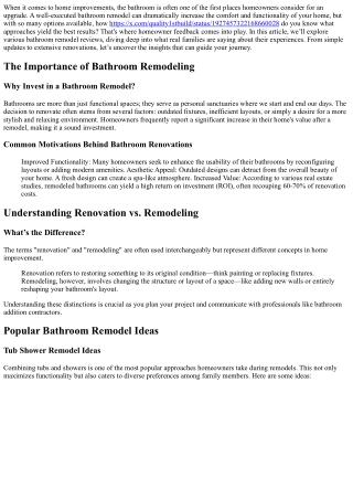 Bathroom Remodel Reviews: What Homeowners Are Saying