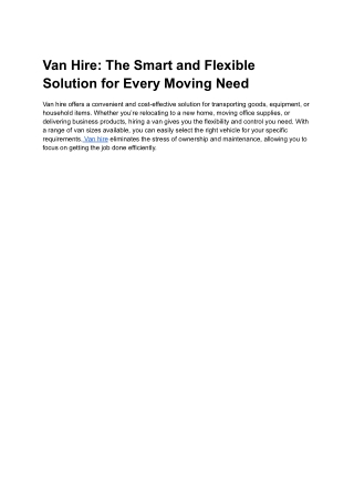 van hire the smart and flexible solution