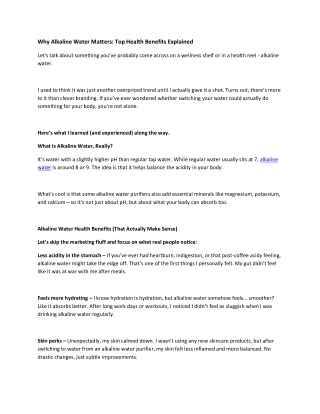 Why Alkaline Water Matters