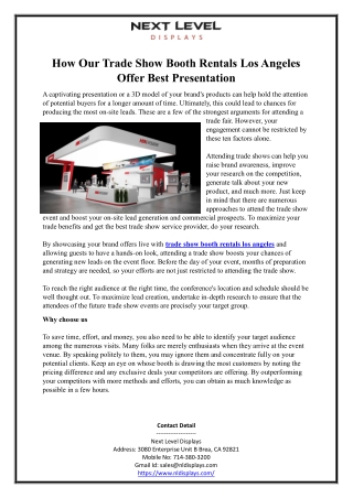How Our Trade Show Booth Rentals Los Angeles Offer Best Presentation