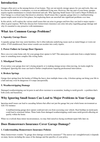 Why Ignoring Small Issues Can Lead to Major Problems in Your Garage