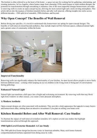 Transforming Spaces: Kitchen Remodel Before and After Wall Removal in LA
