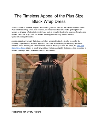 The Timeless Appeal of the Plus Size Black Wrap Dress