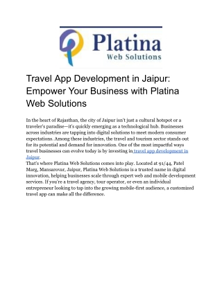 Travel App Development in Jaipur