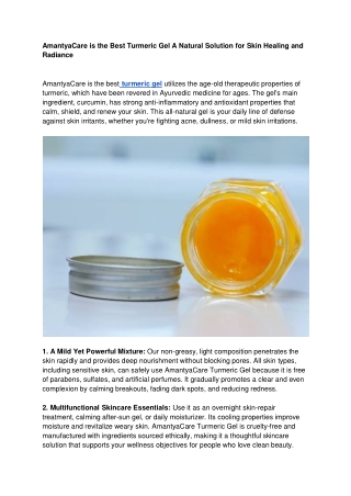 AmantyaCare is the Best Turmeric Gel A Natural Solution for Skin Healing and Radiance