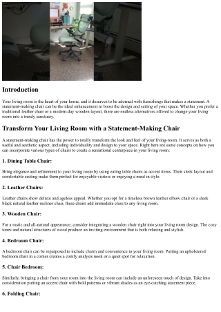 Change Your Living Area with a Statement-Making Chair