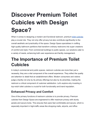 Discover Premium Toilet Cubicles with Design Space