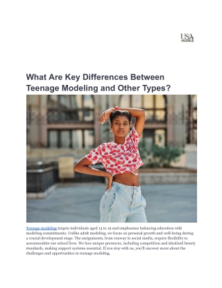 What Are Key Differences Between Teenage Modeling and Other Types_