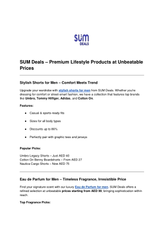 sum deals premium lifestyle products