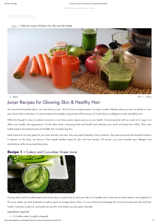 5 Delicious Juices to Enhance Your Skin and Hair Health