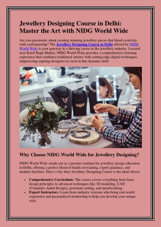 Jewellery Designing Course in Delhi