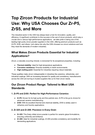 Top Zircon Products for Industrial Use_ Why USA Chooses Our Zr-P5, ZrS5, and More
