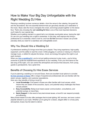 How to Make Your Big Day Unforgettable with the Right Wedding DJ Hire