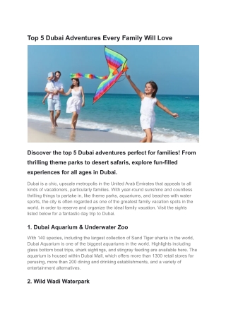 Top 5 Dubai Adventures Every Family Will Love