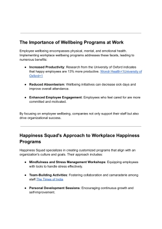 The Importance of Wellbeing Programs at Work