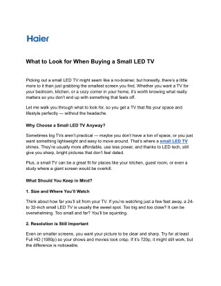 What to Look for When Buying a Small LED TV