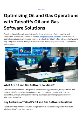 optimizing oil and gas operations with tatsoft
