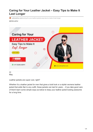 zafyleather.com-Caring for Your Leather Jacket  Easy Tips to Make It Last Longer