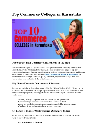 Top Commerce Colleges in Karnataka