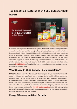 top benefits features of e14 led bulbs for bulk