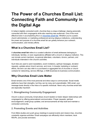 The Power of a Churches Email List: Connecting Faith and Community in the Digita