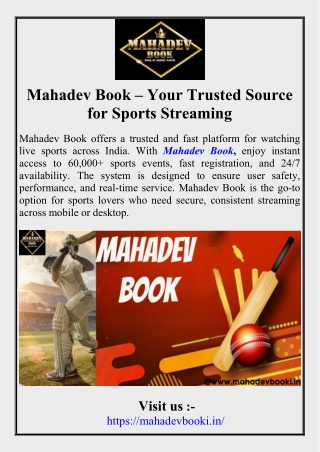 Mahadev Book – Your Trusted Source for Sports Streaming