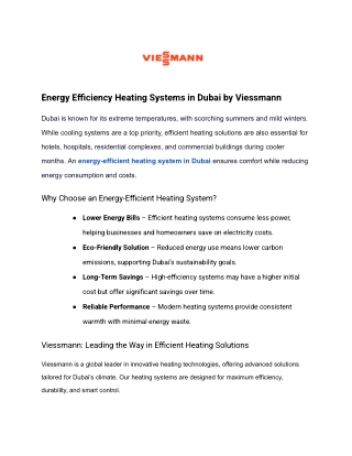 Energy-Efficient Heating Systems in Dubai | Viessmann