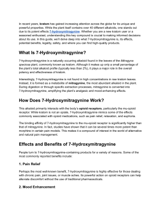 Exploring 7-Hydroxymitragynine_ The Powerful Alkaloid Behind Kratom's Effects