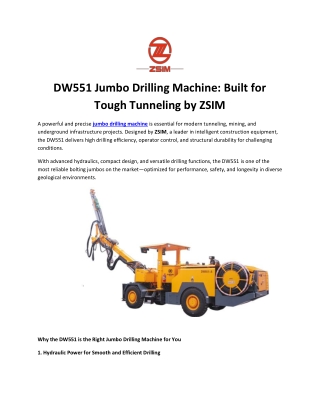 dw551 jumbo drilling machine built for tough