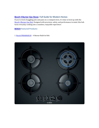 Bosch 4 Burner Gas Stove Full Guide for Modern Homes