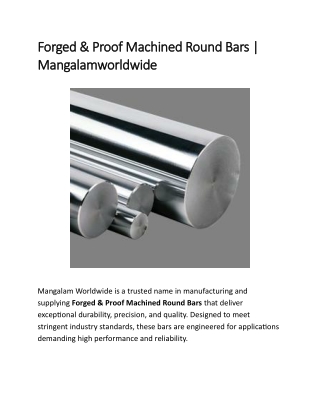 Forged & Proof Machined Round Bars