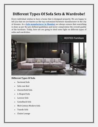 Sofa Manufacturers In Mumbai