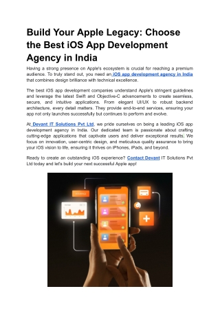 Build Your Apple Legacy_ Choose the Best iOS App Development Agency in India