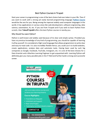 Best Python Courses in Tirupati