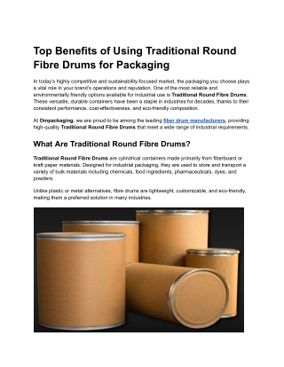 Traditional Round Fibre Drums