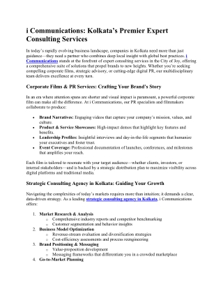 i Communications: Kolkata’s Premier Expert Consulting Services