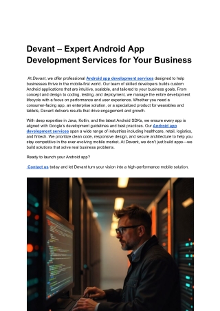 _Devant – Expert Android App Development Services for Your Business