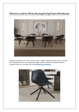 What to Look for When Buying Dining Chairs Wholesale