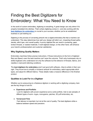 Finding the Best Digitizers for Embroidery_ What You Need to Know