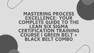 Mastering Process Excellence: Your Complete Guide to the Lean Six Sigma Certific