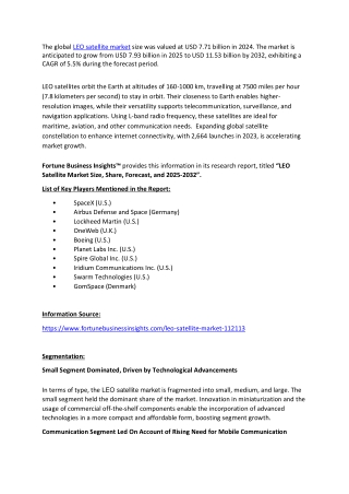 LEO Satellite Market Growth Trends and Regional Expansion 2025–2032