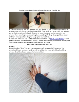 how the dream layer mattress topper transforms