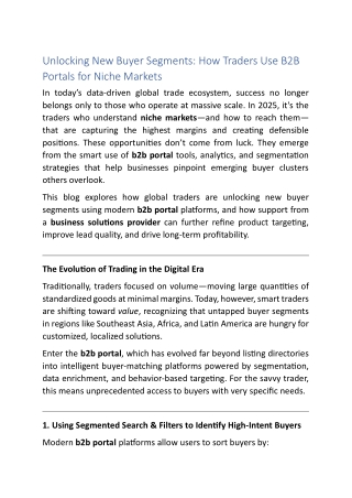 How Traders Use B2B Portals for Niche Markets