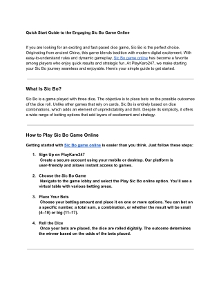 quick start guide to the engaging sic bo game