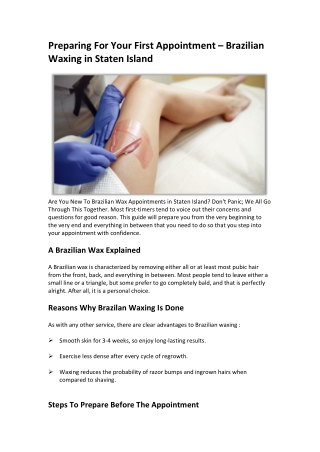 Brazilian Waxing in Staten Island What You Need to Know Before Your First Appointment