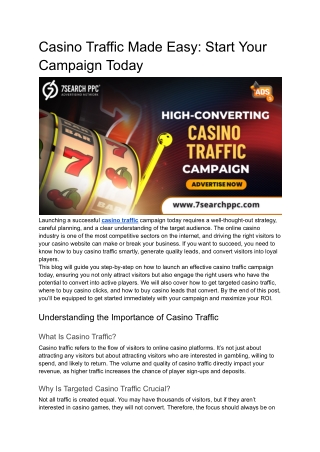 Casino Traffic Made Easy: Start Your Campaign Today