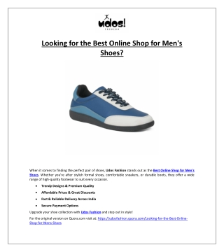 Looking for the Best Online Shop for Men's Shoes?