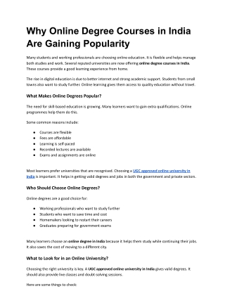 Why Online Degree Courses in India Are Gaining Popularity